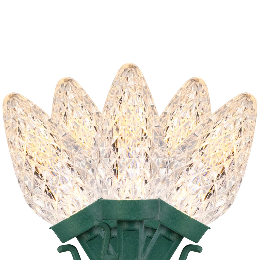 Set of 100 White Faceted LED C9 Christmas Lights