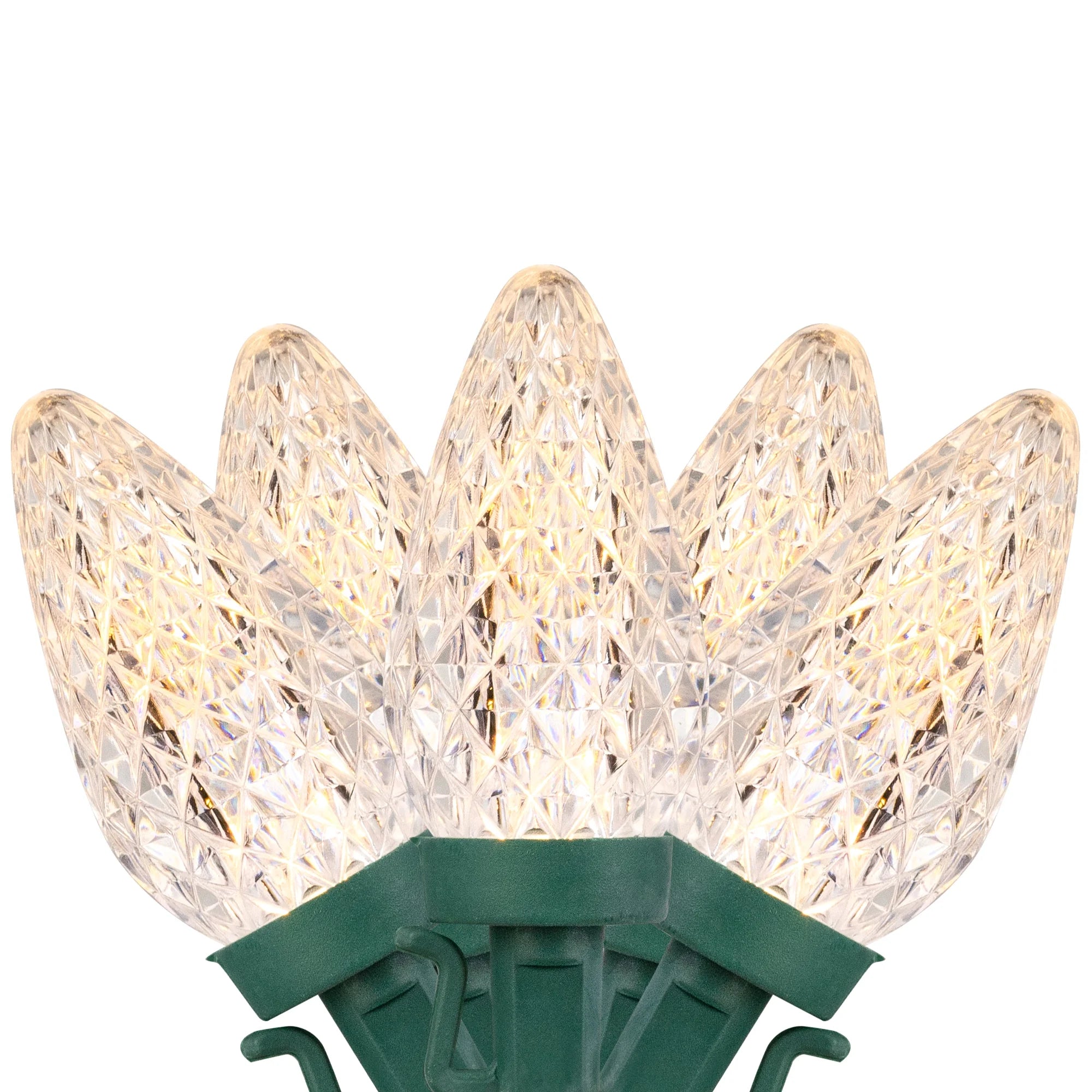 Set of 100 White Faceted LED C9 Christmas Lights