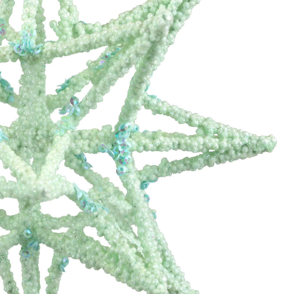 Starburst 3-D Glittered Christmas Ornament - 6.75" - Seafoam Green