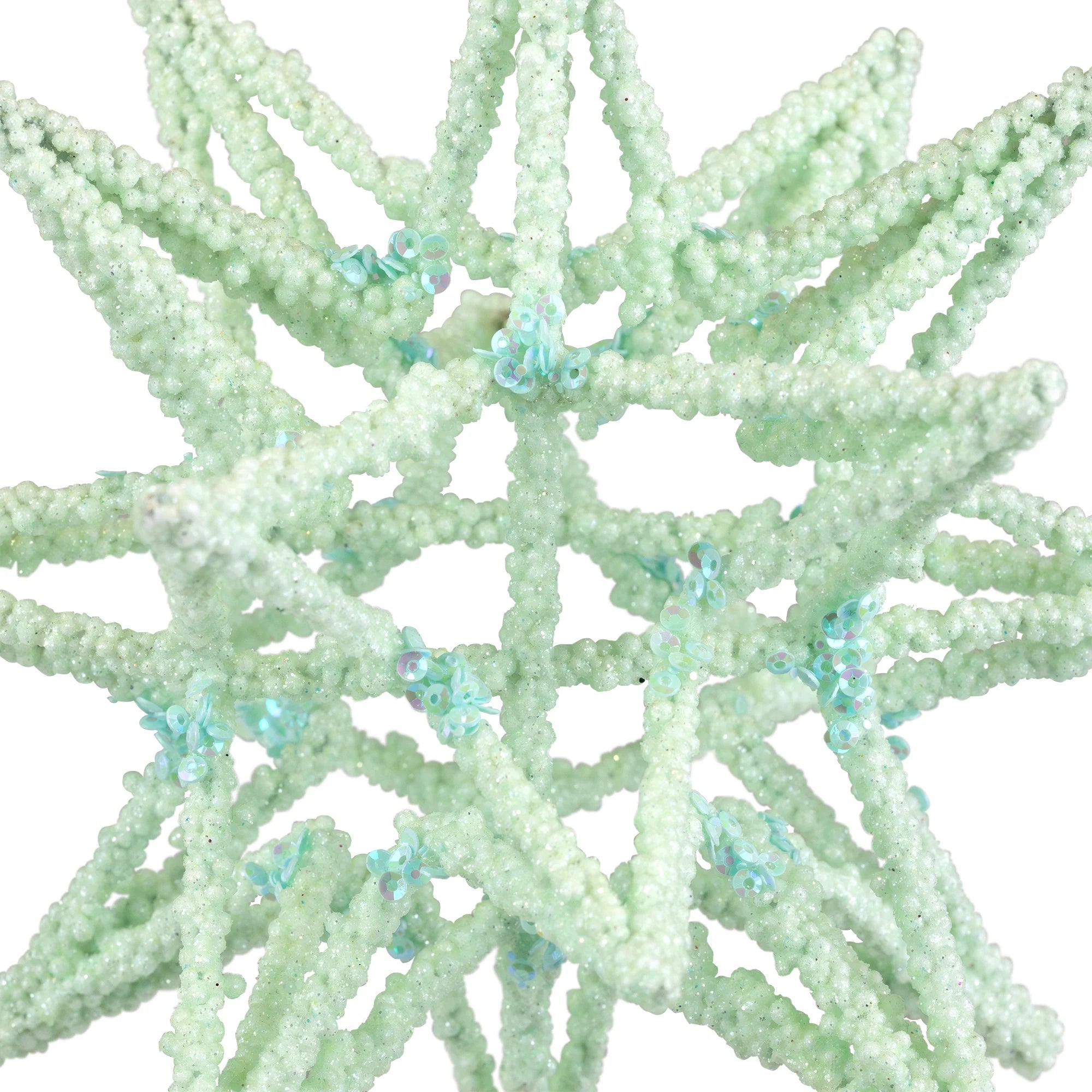 Starburst 3-D Glittered Christmas Ornament - 6.75" - Seafoam Green